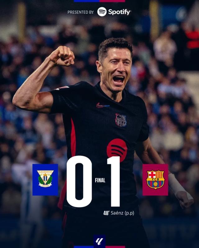 【西甲】拉菲尼亚造乌龙，巴萨1比0客胜莱加内斯